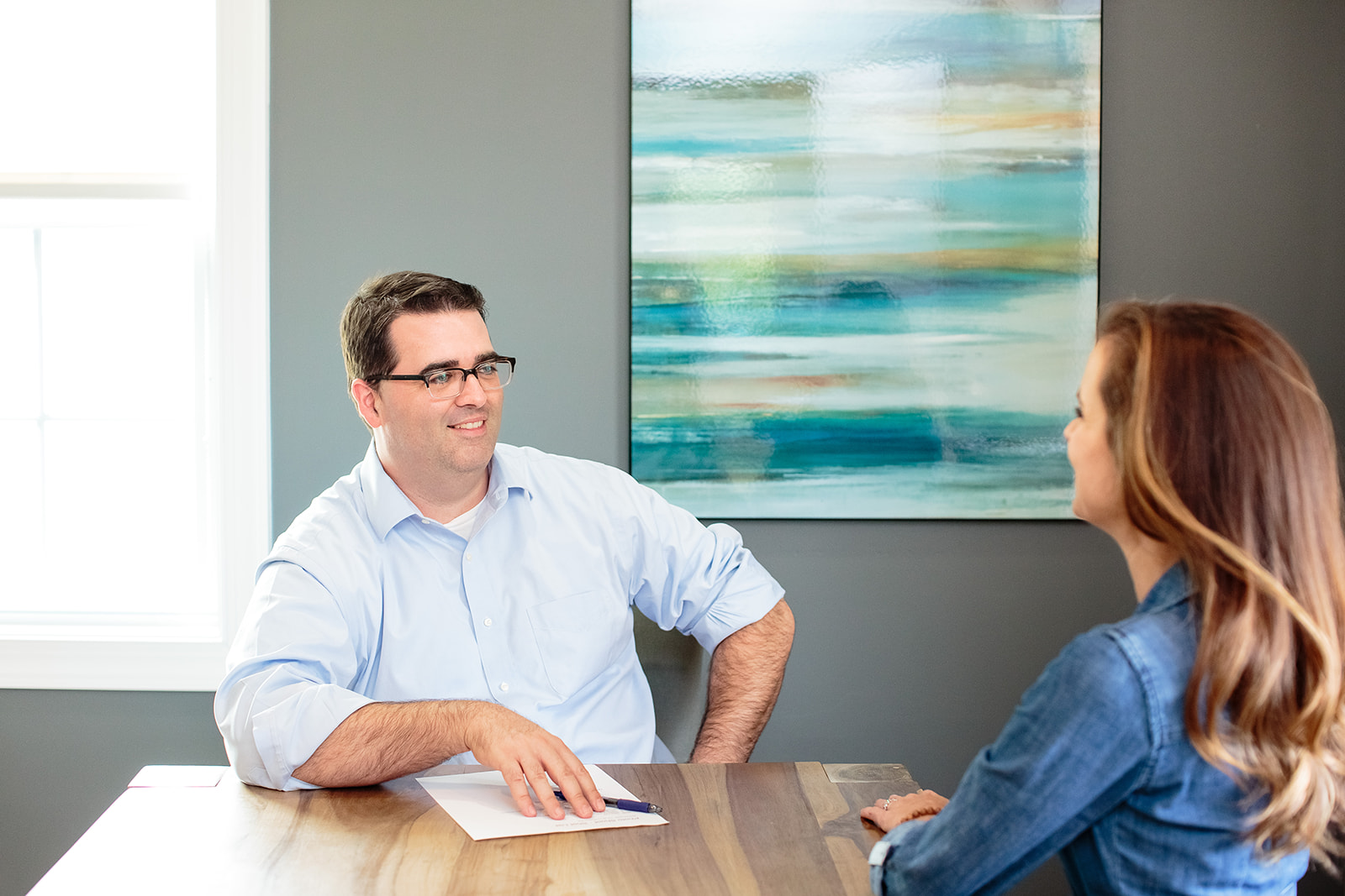 Garth Click meeting with an estate planning client